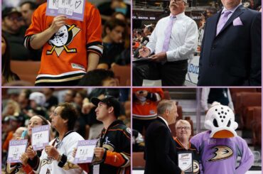 Les @anaheimducks ont organisé leur soirée de sensibilisation #HockeyFightsCancer Awareness. #N ...