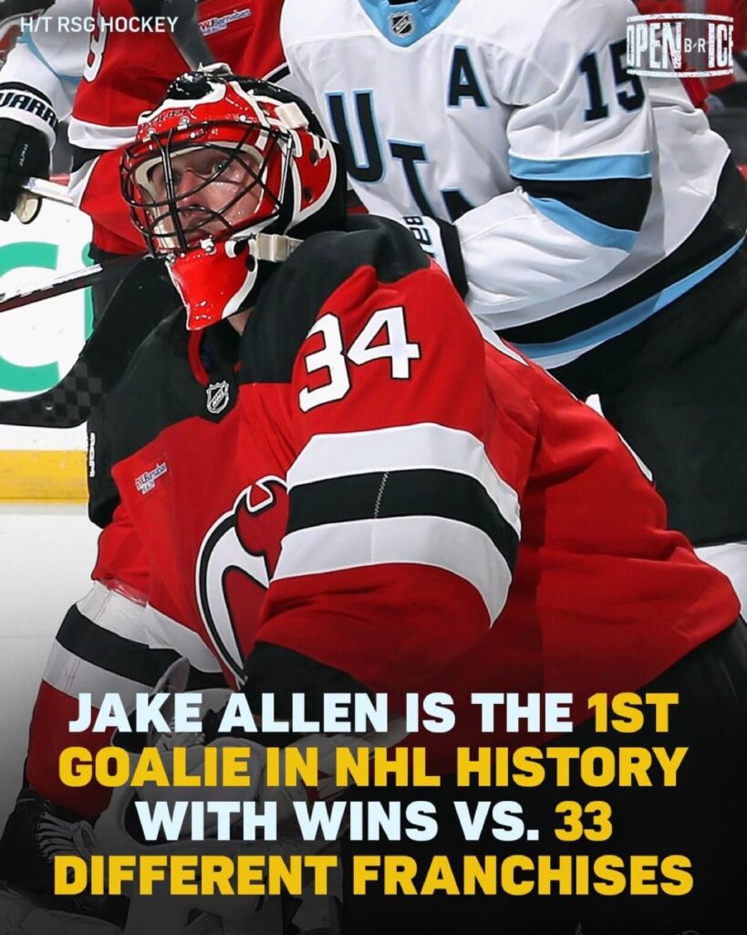 Jake Allen est le premier gardien de but de l’histoire de la LNH à remporter des victoires contre 33 franchises différentes.